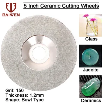 1 шт. 125 мм алмазный режущий диск с гальваническим покрытием, шлифовальный круг в форме чаши, диски для стеклокерамики, нефрит 150 зернистости