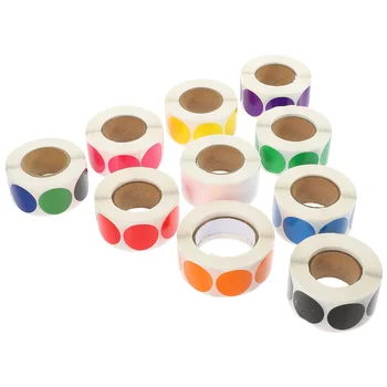 10 рулонов этикеток Наклейки с цветовой кодировкой Цветные точки Уплотнительные этикетки Медный круг