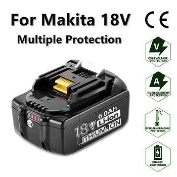 100% Оригинальный Аккумулятор Makita 18V 6000mAh для Электроинструментов Makita со светодиодной литий-ионной Заменой LXT BL1860B BL1860 BL1850