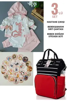 100% Хлопковый больничный рюкзак для мамы и ребенка и милые животные, набор детских наклеек из 21 предмета, Розовый хлопок