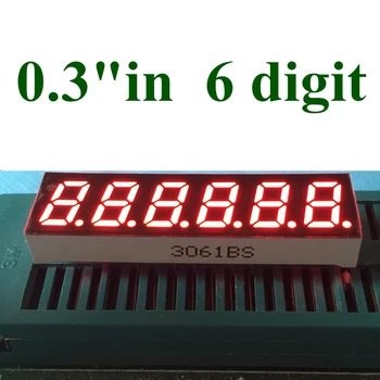 10ШТ КРАСНЫЙ 0,3-дюймовый 6-значный 7-сегментный цифровой индикатор LED с цифровым дисплеем, общий катод 0,3 