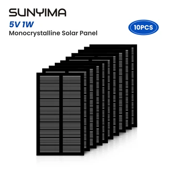 10шт Монокристаллическая Солнечная Панель SUNYIMA PET 107*61 5V1W Фотоэлектрическая Панель Питания Модуль Зарядки Монокристаллических солнечных элементов