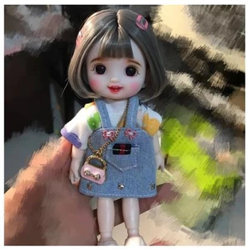16 см Модный Мини-Парик BJD Кукла Подвижный сустав Куклы для девочек 3D Большие глаза Красивая Милая игрушка 