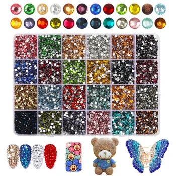 16500 Штук 3 мм Стразы из смолы 24 Цвета Смешанный Цветной Дизайн Ногтей С Плоским Дном Блестящие Драгоценные Камни 24 Отделения Коробка DIY Craft