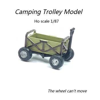 1шт Ho Масштаб 1: 64 1: 87 Модель кемпинговой тележки Cart Camp Маленькая модель прицепа Уличные наборы для украшения сада 3 цвета на выбор