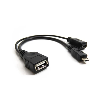 2 В 1 OTG Micro USB Host Power Y Splitter USB Адаптер для подключения к Micro 5-контактному штекерному кабелю