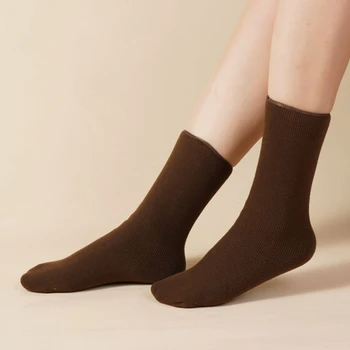 2 пары женских однотонных зимних флисовых носков в вертикальную полоску, Женские высококачественные зимние утолщенные теплые домашние зимние носки