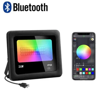 20 Вт Bluetooth Smart Светодиодные Прожекторы Наружного Цвета, Меняющие Цвет, светодиодный прожектор с Регулируемой Яркостью, Настенный Сценический Светильник для Вечеринки, Сада