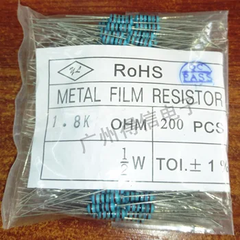 200 шт./лот, новый 1/2 Вт, 1% металлический пленочный резистор, железный ножной резистор, DIP-резистор, Бесплатная доставка