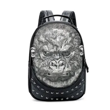2022 Новый Модный рюкзак с 3D тиснением в виде Гориллы, сумки для женщин, уникальный Школьный рюкзак для девочек с заклепками, Индивидуальная сумка для ноутбука mochila