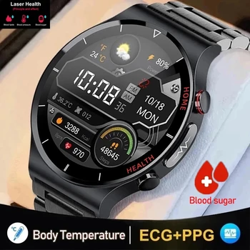 2023 NewBlood Sugar Thermometer Смарт-Часы Мужские Sangao Laser Health Heart Rate Часы для Измерения Артериального Давления IP68 Водонепроницаемые Умные Часы
