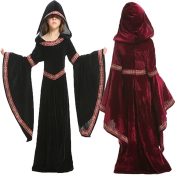 2023 Детские косплеи волшебницы-ведьмы на Хэллоуин для девочек, средневековые костюмы, Карнавал, Пурим, сценические игры, вечерние платья