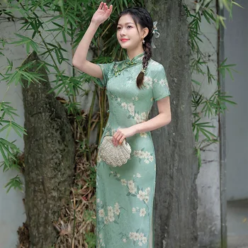 2023 Летнее Новое платье в китайском стиле в стиле ретро для молодых девушек, Улучшенный Чонсам, Маленькая длинная юбка, Элегантное Модное Ципао для женской вечеринки