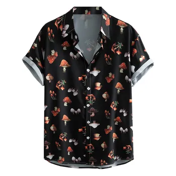 2023 Мужская рубашка, футболка в стиле Ретро с грибами, Летняя рубашка с 3D принтом, Мужской повседневный модный топ с коротким рукавом, Мужская одежда, футболка Оверсайз