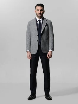 2023 Мужское однобортное пальто, свадебная модная одежда для жениха, деловая повседневная офисная куртка, пальто