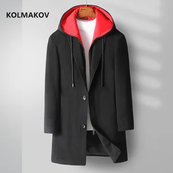 2023 новое поступление, зимние мужские пальто, модный повседневный утепленный шерстяной тренч, мужские шерстяные куртки, мужское теплое пальто, полный размер M-5XL