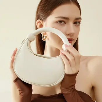 2023 Новый женский роскошный дизайн, изысканная сумка на полмесяца, модная кожаная женская сумка