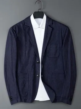 2023, Новый модный стиль, Летний весенний Блейзер с одним низом, Дышащее хлопковое льняное повседневное пальто, мужской костюм, 1 шт. (только куртка)
