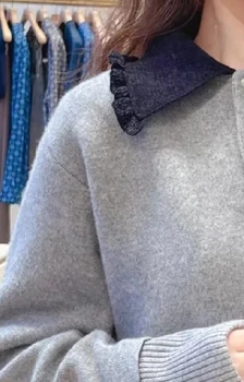 2023 Осеннее женское новое пальто Поло, вязаный однобортный свитер-кардиган с длинным рукавом