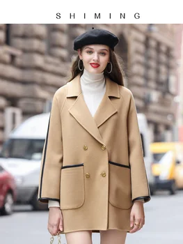 2023 Осеннее новое шерстяное пальто высокого класса из женской двусторонней ткани, повседневный костюм для молодых Людей, шерстяное пальто высокого качества.