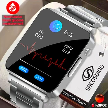 2023 Умные часы, измеряющие уровень сахара в крови, ЭКГ + PPG, кровяное давление, температуру тела, Умные часы Для Мужчин, Женские часы, Фитнес-трекер