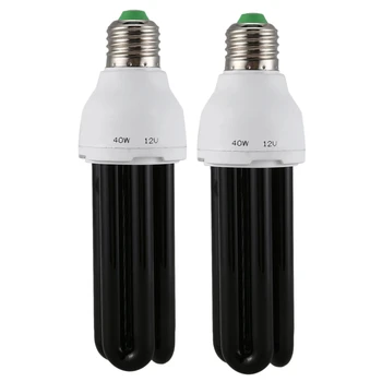 2X E27 40 Вт УФ-ультрафиолетовая флуоресцентная лампа Blacklight CFL 220 В Форма лампы: прямая Мощность Напряжение: 40 Вт DC 12 В