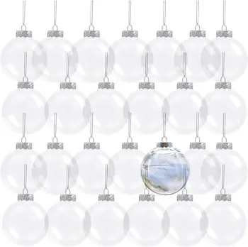 30 Упаковок шариков с орнаментом из прозрачного пластика диаметром 3,15 дюйма, для поделок своими руками, Рождества, свадьбы, вечеринки, домашнего декора