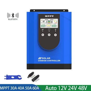 30A 40A 50A 60A MPPT Солнечный Контроллер Заряда Bluetooth APP Мониторинг данных Для Литий-Свинцово-кислотной Гелевой батареи 12V 24V 48V LiFePO4