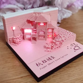 3D Блокнот для заметок Блокнотные Кубики Omoshiroi Block DIY Sticky Notes With Light Paper Art Кавайные блокноты для заметок Подарок для подруги Жены Любовника
