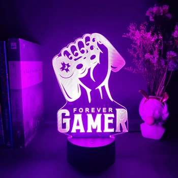 3D лампа Forever Gamer Gamepad, красочный ночник, декор на День Рождения, светодиодный для декора спальни, красочный подарок на день рождения, Манга, подарок для ребенка