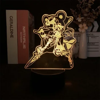 3D ночник Genshin Impact Xiangling Игра для декора спальни Милый Красочный подарок на День Рождения Светодиодная лампа Манга Малыш Прекрасный подарок