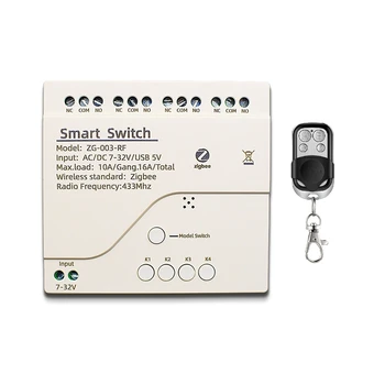 4-Канальный модуль реле Wi-Fi Zigbee 3,0 DC7V-32V RF Smart Switch Работает С приложением Tuya Smart Life в Самоблокирующемся режиме движения