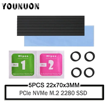 5 шт. Алюминиевые Радиаторы YOUNUON для SSD-накопителя PCIe NVMe M.2 2280 с Силиконовой термопластичной Прокладкой, Излучение охлаждающего Ребра памяти ноутбука DIY