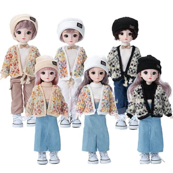 5 шт./компл. Модные куклы 1/6 12 дюймов для девочек и мальчиков, одежда для кукол со штанами, шляпа, Носки, свитер, 30 см, одежда для кукол