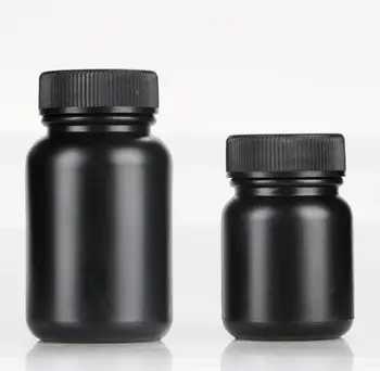 50 мл 100 мл Темно-черный флакон из полиэтилена высокой плотности, пластиковая бутылка, флакон для таблеток с косой крышкой и внутренним колпачком SN634
