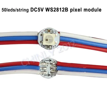 50 светодиодов/строка WS2812B пиксельный модуль Предварительно подключенные светодиоды Светодиодный Чип и радиатор 10 см RGB провод DC5V WS2812