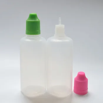 50шт 60 мл Пластиковая бутылка-Капельница Пустая 60-кубовая Игольчатая крышка с защитой от детей и длинным тонким наконечником