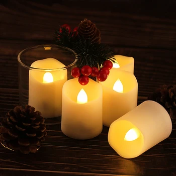 6 шт. Перезаряжаемая светодиодная свеча с беспламенными мерцающими чайными лампочками, Реалистичная поддельная свеча, лампа для Свадьбы, Дня Рождения, домашнего декора