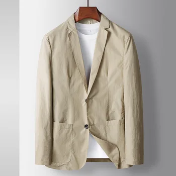 6815-2023 Мужской тонкий повседневный солнцезащитный крем, эластичный маленький костюм, весенне-осенняя одиночная куртка в западном стиле