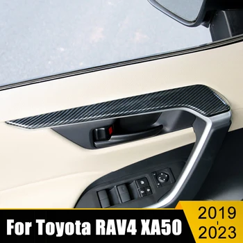 ABS Карбоновая Рамка Для Подлокотника Двери Автомобиля, Декоративная Накладка Для Toyota RAV4 2019 2020 2021 2022 2023 RAV 4 XA50 Гибридные Аксессуары
