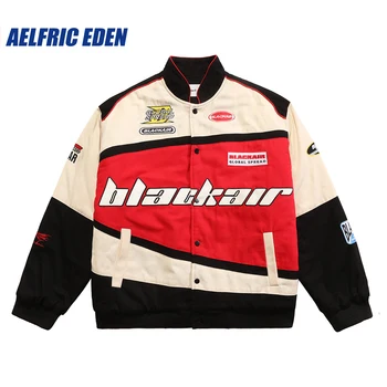 Aelfric Eden BLACKAIR Мотоспортивная куртка с винтажной вышивкой, пальто в стиле пэчворк с цветными блоками, Уличная одежда в стиле Харадзюку, повседневные гоночные куртки