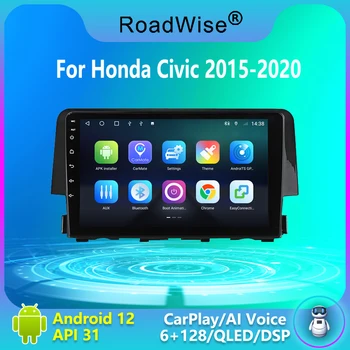 Android Авторадио Carplay Для Honda Civic 2015 2016 2017 2018 2019 2020 Мультимедийный GPS Навигационный Плеер MirrorLink 4G Wifi DVR