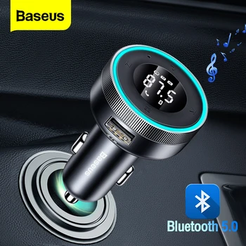 Baseus FM-передатчик Модулятор Автомобильный Беспроводной Bluetooth 5.0 USB Быстрое зарядное устройство Авто Aux Радио Mp3-плеер Музыка Громкой связи Автомобильный комплект