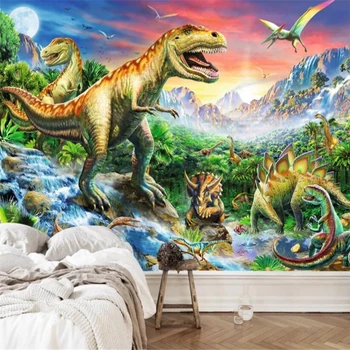 beibehang Пользовательские фотообои обои пейзаж декоративный динозавр Тираннозавр картина фон обои для детской комнаты