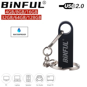 BinFul Водонепроницаемый черный металлический usb флэш-накопитель pen drive 4GB 8GB 16G 32G 64G 128G usb 2.0 флешка memory stick u диск flash подарок