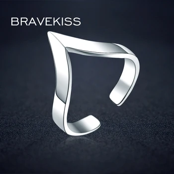 BRAVEKISS V-Образные Серебряные кольца 925 пробы Для Женщин С открытой Ценой, Регулируемые Простые Треугольные кольца для пальцев, Ювелирные Изделия BLR0313