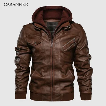 CARANFIER, мужские куртки из искусственной кожи, пальто, мотоциклетная байкерская куртка из искусственной кожи, мужские классические зимние куртки, одежда Европейского размера