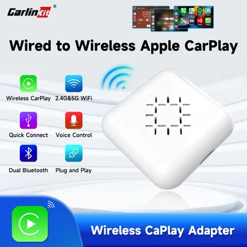 CarlinKit Apple CarPlay Wireless Box Беспроводной автомобильный адаптер с автоматическим подключением, подключи и играй Wi-Fi 2,4 G и 5,8 ГГц с двойным BT онлайн-обновлением