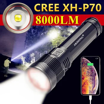 CREE XHP70 Самый Мощный USB-Зарядка Ультра Яркий светодиодный Фонарик Высокой Мощности Для Охоты на Открытом Воздухе Самообороны 18650 Тактический Фонарь