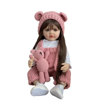 D7WF Детские куклы 22 дюймов для маленьких девочек выглядят настоящими с игрушкой-кроликом в подарок на День рождения